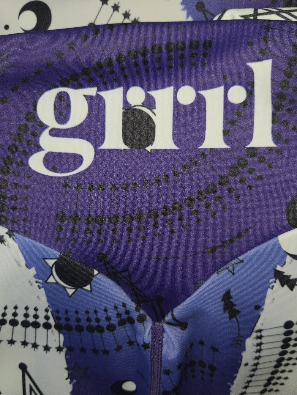 Grrrl US Womens Plus 34" Waist Purple Celestial Pattern Legging Sun Moon Stars - Picture 4 of 4